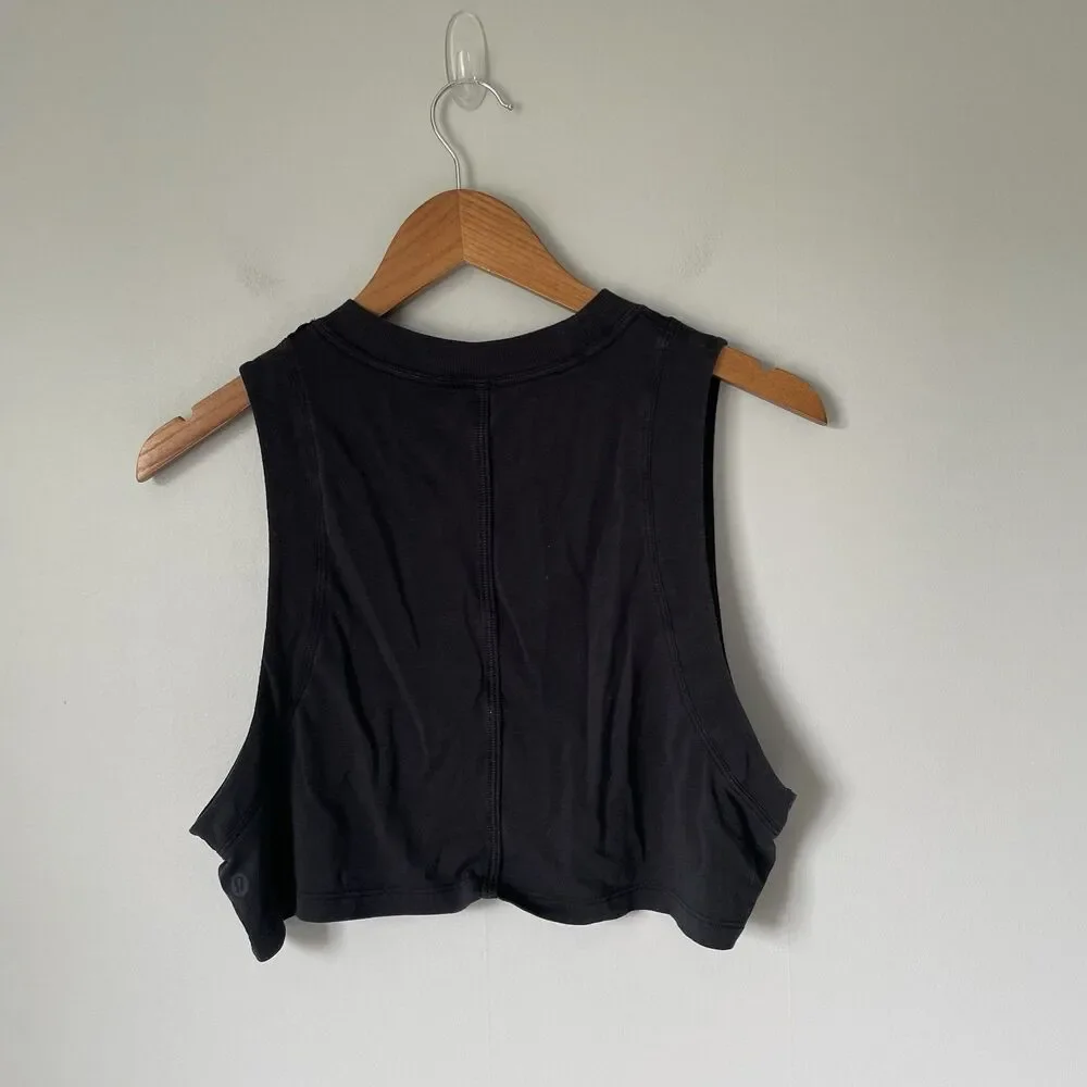 Lululemon All Yours Crop Tank Top Athletic Athleisure Black Women's Size 6